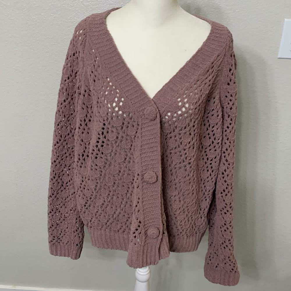POL crocheted button up cardigan sz Large